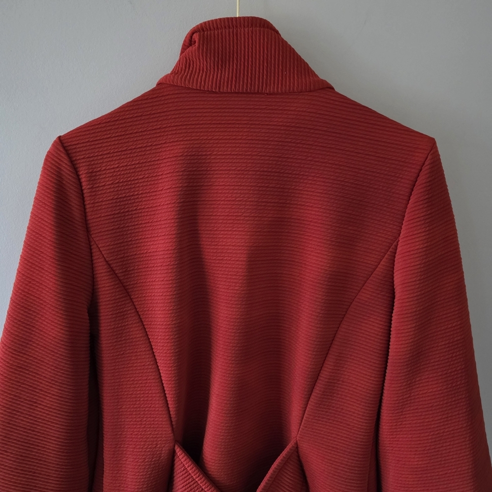 Joseph Ribkoff 10 Modern Contemporary Abstract Ribbed Pique Knit Swing Blazer - Picture 11 of 15